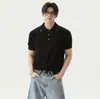 Camisa polo de punto de manga corta para hombre con botones estilo old money negocios corte slim verano seda de hielo transpirable venta al por mayor de fábrica transfronteriza