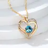 SHENI transfronterizo AliExpress nueva moda micro-incrustado doble forma de corazón micro-incrustado circonita confesión confesión collar para clavícula