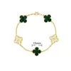 Pulsera de Calcedonia Morada Natural de Cinco Flores [Versión Alta Dorada V Chapado Grueso en Oro] Pulsera de Trébol de Cuatro Hojas de 18 Quilates para Mujer, Artesanía Exquisita