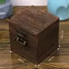 Caja de Almacenamiento Cuadrada con Cerradura de Madera Maciza para Joyería, Escritorio, Madera de Paulownia Quemada Vintage, Caja de Regalo Grabada, Estudio