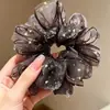 Goma para el pelo de estilo coreano, tamaño extragrande, de intestino de cerdo, estilo casual para niñas, linda cuerda floral para coleta con lazo