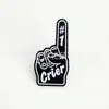 Broche Personalizado de Gesto Preto e Branco Esmaltado Acessórios para Roupas "Um" Broche Personalizado com Fotos Alta Qualidade