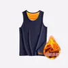 Colete masculino com forro de fleece e espessado, roupa íntima de inverno, top de camada base quente, jaqueta sem mangas, colete de fleece dourado à prova de frio, corte justo para homens