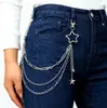 Cadena de metal personalizada con borlas y colgante popular transfronterizo europeo y americano, cadena de cintura estilo punk callejero con estrella de cinco puntas para mujer estilo hip-hop