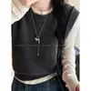 Colar de Prata Fofo de Pônei para Mulheres, Design de Nicho Outono e Inverno, Corrente Longa para Suéter, Acessório de Pescoço Moderno e Versátil