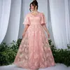 Vestido Rosa Talla Extra para Mujer 2026 Nuevo Verano Cuello en V Cintura Bordada Ceñidora Estilizante Mangas de Campana Vestido Largo