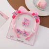 Cinta de Poliéster con Hilo Europea y Americana Set de Diadema y Pasador de Moño para Niños al por Mayor Moño de Doble Capa Flor Hecha a Mano Accesorios para el Cabello