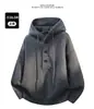 Suéter Masculino com Capuz Estilo Japonês Novo Tricô Pesado Meio Cardigã Botões Solto Suéter que Aumenta a Altura Casaco Outono e Inverno