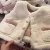 Colete Reversível para Meninas Outono e Inverno Moda Infantil Colete sem Mangas de Caxemira Jaqueta Doce e Cheirosa para Bebê