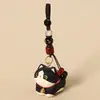 Llavero Colgante de Gato Acostado Tallado en Madera Hecho a Mano Creativo, Linda Decoración de Mochila de Gato Vaca, Regalo Exquisito