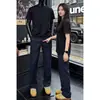 Calça comprida masculina da moda, estilo japonês, com perna inclinada e levemente alargada, perfeita para outono e inverno, com uma estética high-street americana que faz você parecer mais alto e magro, uma calça longa fashion e casual