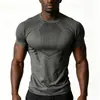 E-commerce Transfronteiriço Masculino Verão Esportivo Jacquard Sem Costura Manga Curta Americano Secagem Rápida Treinamento Fitness Elástico Slim Fit Top