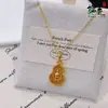 Collar Colgante de Calabaza Triturada Hielo de Moda para Mujer, Nuevo Estilo Chino Retro Dorado Brillante Collar de Fortuna y Prosperidad