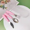 Aço inoxidável 304 Conjunto de talheres faca e garfo para crianças talheres de bebê portátil para atividades ao ar livre talheres para suplementos alimentares colher e garfo de treinamento para menores de 3 anos