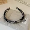 Diadema de Tela a Cuadros Estilo Universitario Pasador de Pelo de Gama Alta Corona Alta Diadema Fina Accesorio para el Cabello de Celebridad de Internet de Moda para Mujeres