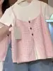 Llegada Nueva 2025 Top Corto de Punto Hueco Apilado Todo Fósforo Estilo Coreano Ropa Exterior de Verano para Mujer Dulce Estilo Campus