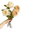 Flores Artificiales de Rosa con Borde de Goma Vintage, Flores Decorativas de Alta Calidad para Sala de Estar y Mesa de Comedor, Adornos para Mueble de TV, Accesorios para Fotos