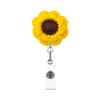 Girassol Girassol Crochê Flor Vermelha Pequena Retrátil Fácil de Puxar Rotatório Clipe de Jacaré Rolo de Crachá Presente de Escritório