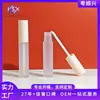 Yuanshunxing tubo vazio para brilho labial redondo transparente feito sob medida com aplicador reto, tubo de gloss labial ecológico de parede grossa 6ml