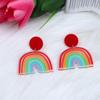 Día de San Valentín Chino Nuevos Aretes, Empalme Acrílico, Aretes de Corazón de Durazno Corazón Arcoíris Modernos, Aretes para Mujer