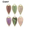 WT-P1862 Colgante Popular Exquisito Piedra Brillante/Amatista/Cuarzo Rosa Multicolor Diseño de Corazón Largo