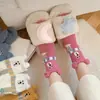 Calcetines que no sueltan pelusa para mujer, Calcetines de terciopelo de coral para otoño e invierno, Calcetines lindos con diseño de oso de dibujos animados hasta la pantorrilla, Calcetines para dormir, Calcetines cálidos, Calcetines para el suelo
