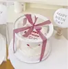 Caja redonda transparente para pastel con ventana elevada para flores, bocadillos y empaque de regalo, caja de empaque para pastel de postre para hornear