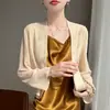 Chaqueta corta de georgette para mujer, fina y versátil para el verano, exterior holgado protector del sol, top estilo chal con mangas abullonadas francesas