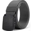 Cinturón Popular de Lona Transfronterizo para Hombres, Cinturón Deportivo, Cinturón de Entrenamiento Militar con Hebilla Lisa, Cinturón tipo Nylon que Puede Pasar por el Control de Seguridad