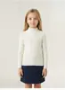 Suéter de grado A para niños otoño e invierno nuevo cuello medio alto manga larga tejido para niños y niñas color liso jersey capa base transfronterizo moderno