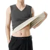Chaleco cálido para hombre para otoño e invierno, forrado de polar, capa interior cepillada, chaleco tipo camiseta sin mangas