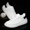 Zapatos blancos de piel auténtica para hombre y mujer de la marca European Station, con plataforma McQueen, informales.