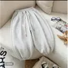 Calça jogger infantil patchwork, estilo primavera e outono, calça esportiva casual solta para meninos, calça de algodão estilo coreano lisa tipo lanterna para meninas