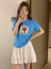 Camiseta Feminina Slim Fit 220gsm Algodão Canelado Suporte Dropshipping