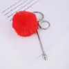 Llavero Creativo de Bola de Pelo con Remaches Lindo Color Puro DIY Llavero de Peluche Colgante para Bolsa Joyería Listo para Venta al por Mayor