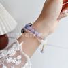Pulseira de relógio feminina com alça única e elegante, com duas fileiras de contas, para Apple Watch Apple Watch