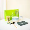 Juego de Té Matcha Rústico Estilo Japonés con Pintura de Paisaje, Tazón de Matcha con Pico, Batidor de Té de Cerámica, Juego de 8 Piezas en Caja de Regalo para Envío Transfronterizo
