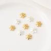 Suporte espaçador de contas floco de neve banhado a cobre de alta segurança, ouro real 18K, material de tampa de flor para pulseira e colar DIY feito à mão, suporte de prata