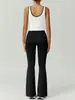 Pantalones de Yoga, Ajustados, de Secado Rápido, Ligeramente Acampanados, Pantalones de Pierna Ancha de Cintura Alta Cruzados, Hermoso Top sin Mangas para Espalda, Conjunto de Yoga para Fitness, Transpirable y de Secado Rápido