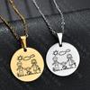 Pingente de letras personalizado comércio exterior popular família pai + mãe + filha família de três marca redonda colar que não desbota