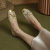 Oferta Especial Sapatilhas de Ballet 2026 Outono Cor Retro Color-Blocking Laço Estilo Chinês Raso Plano Sapatos de Vovó Sapatilhas de Ballet