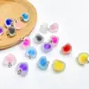 Brincos Colar Pingente de Contas Gelatinosas em Formato de Coração de Acrílico Fosco Pingente para Cordão de Cabeça Feito à Mão diy Acessórios de Joias
