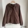 Chaqueta con capucha para mujer, novedad otoño 2026 estilo coreano, bolsillos grandes, corte holgado, abrigo casual adelgazante