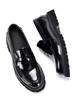 Sapatos Loafer de Solado Grosso Masculino Couro Genuíno Slip-on Elevado Couro Envernizado Respirável Negócios Brilhante Borda Aberta Couro com Contas Sapatos Masculinos