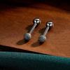 Yinian s925 plata esterlina aretes de tuerca de rosca para mujer aretes simples de cuentas redondas esmeriladas anti-caída aretes de doble cara delanteros y traseros