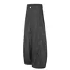 K365 Jeans de Mezclilla Cruda Negra Delgada Vintage Deconstruidos Diseño Unisex Ajuste Holgado Estilo Cimitarra para Hombre