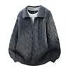 Polo de punto grueso estilo japonés, invierno para hombre, corte holgado, suave y cálido, con cuello camisero, suéter casual