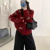 Cardigan de crochê floral retrô versátil de estilo coreano, novo nicho, estilo preguiçoso, para primavera e outono, casaco solto e que afina