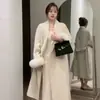 Nuevo abrigo de lana elegante de alta gama negro para otoño e invierno, diseño de longitud media con un estilo inspirado en Chanel, chaqueta de lana para mujer
