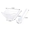 Taza de Plástico Transparente Reutilizable para Aperitivo de 2 oz, Mini Taza Cuadrada para Postre de Fiesta con Cuchara